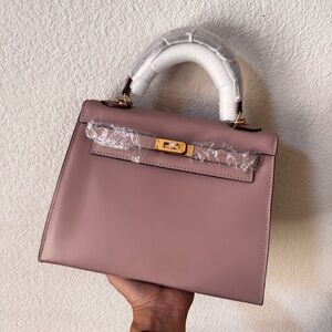 LEATHER INSIDE & OUT | Dusty Pink 25 Sellier KL Top Handle w/ Gold HW